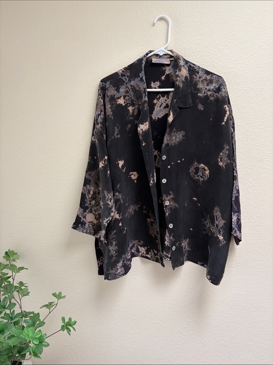 Eleven Stitch Design Tops - Eleven Stitch Design Oversize Lightweight Storm Tie Dye Shirt Jacket, Size Small